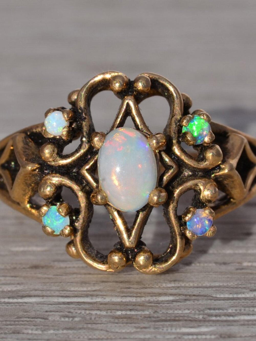 Opal Cluster Ring in Yellow Gold